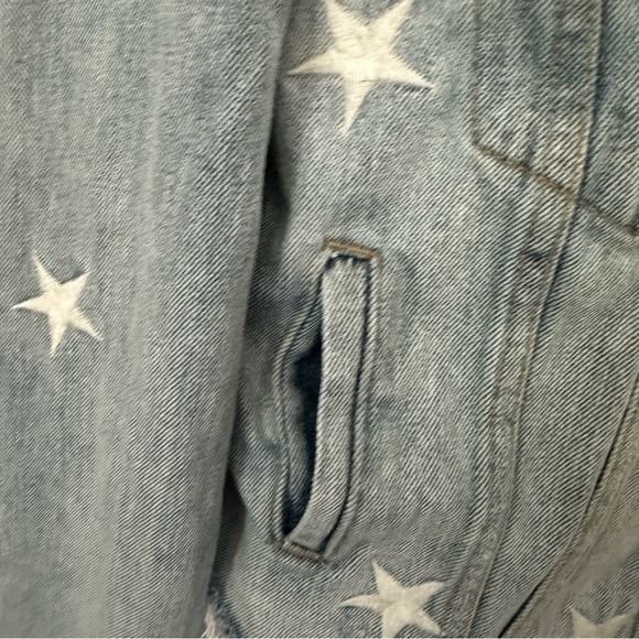 Pistola Brando Star Embroidery Denim Jacket in a light wash with a raw hem. - Picture 6 of 14